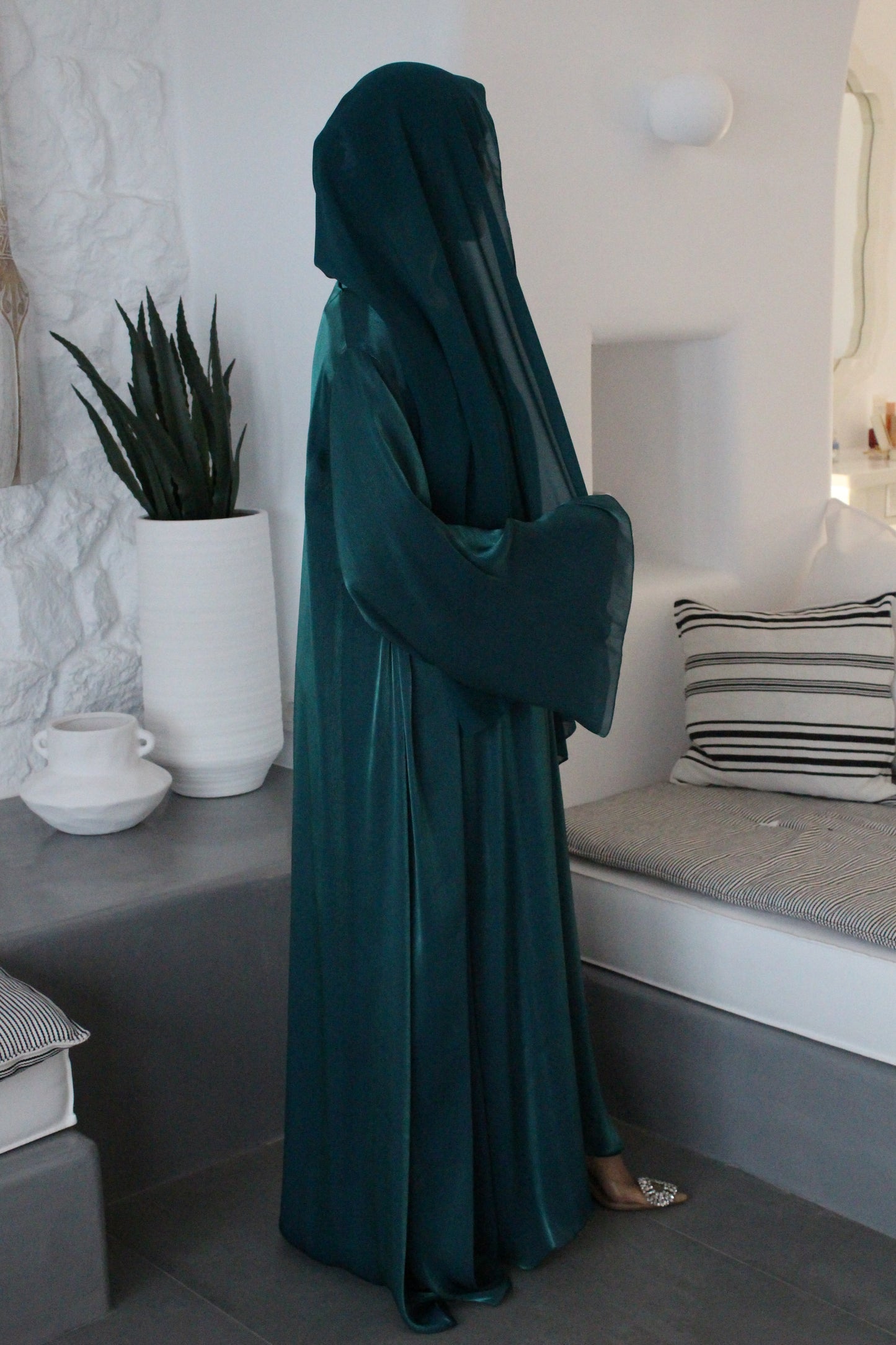 LUXE DRESS ABAYA SET - TEAL