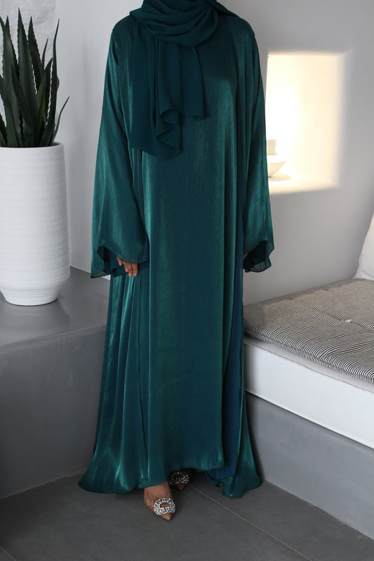 LUXE DRESS ABAYA SET - TEAL