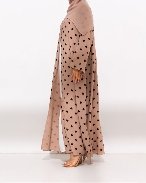 Beige Heart Abaya