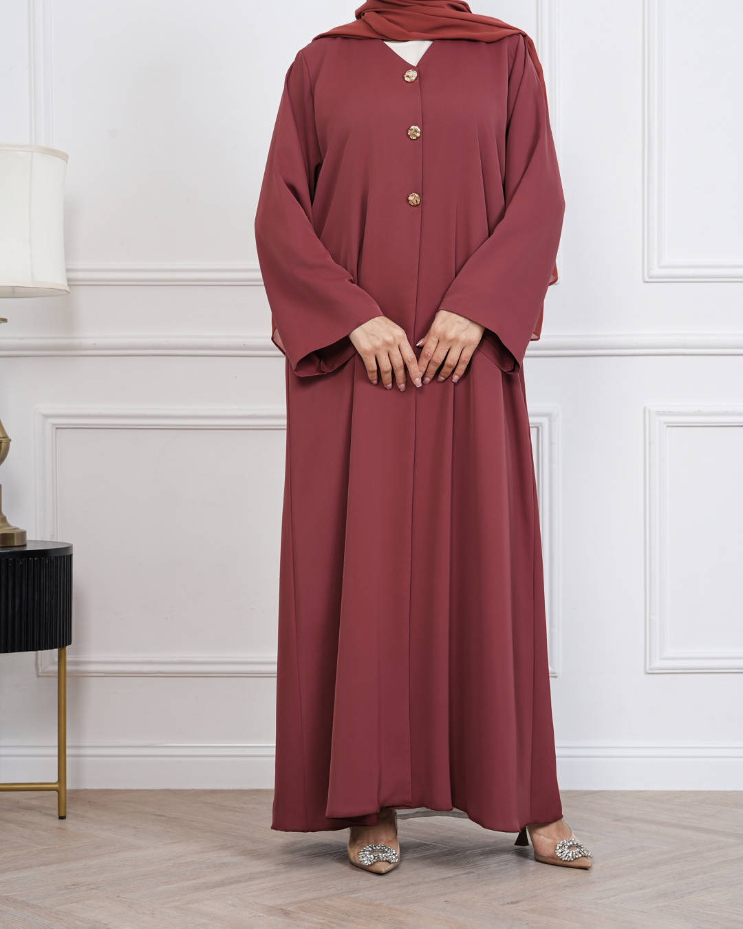 Terracotta Button Abaya