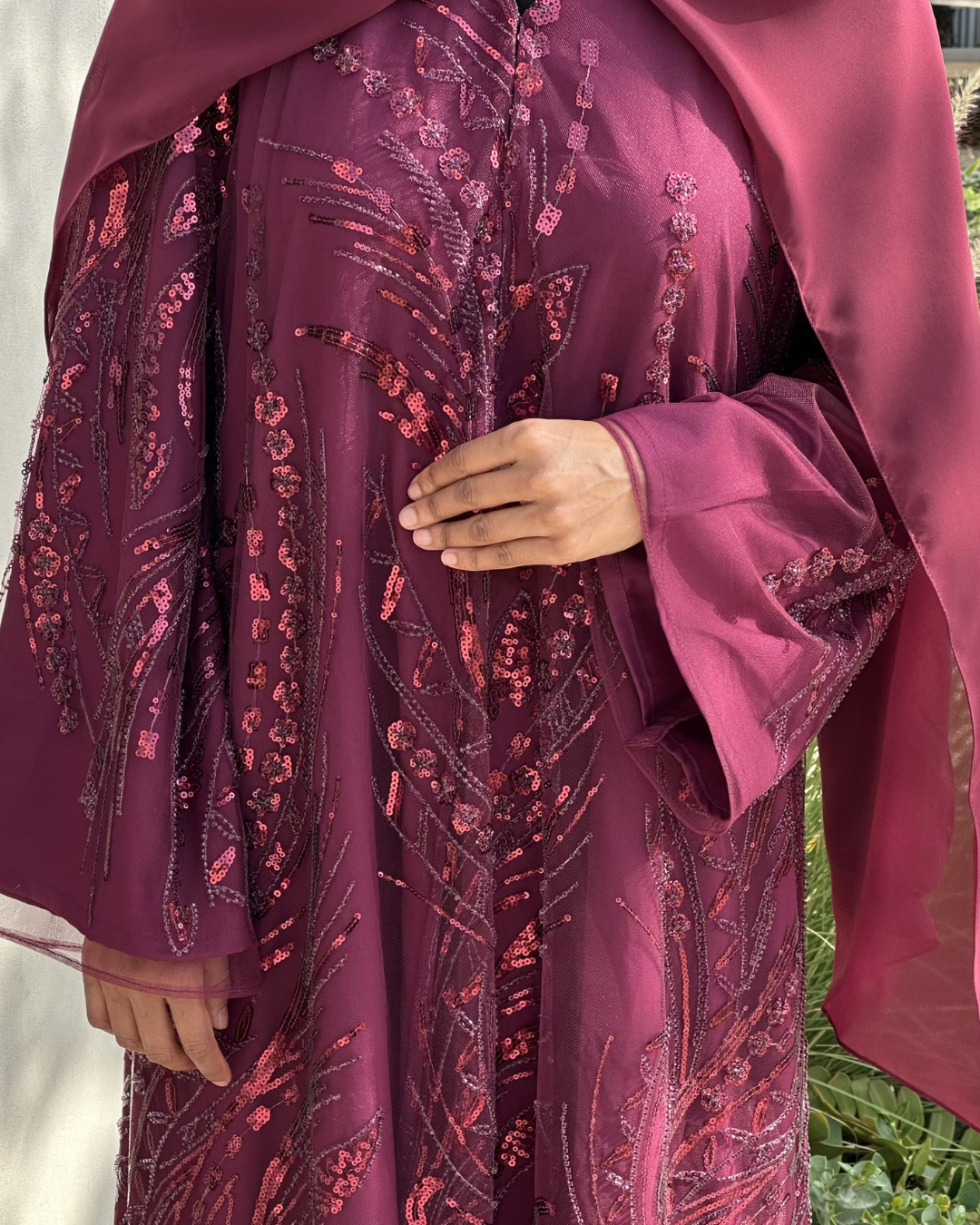 Plum Embellished Overcoat