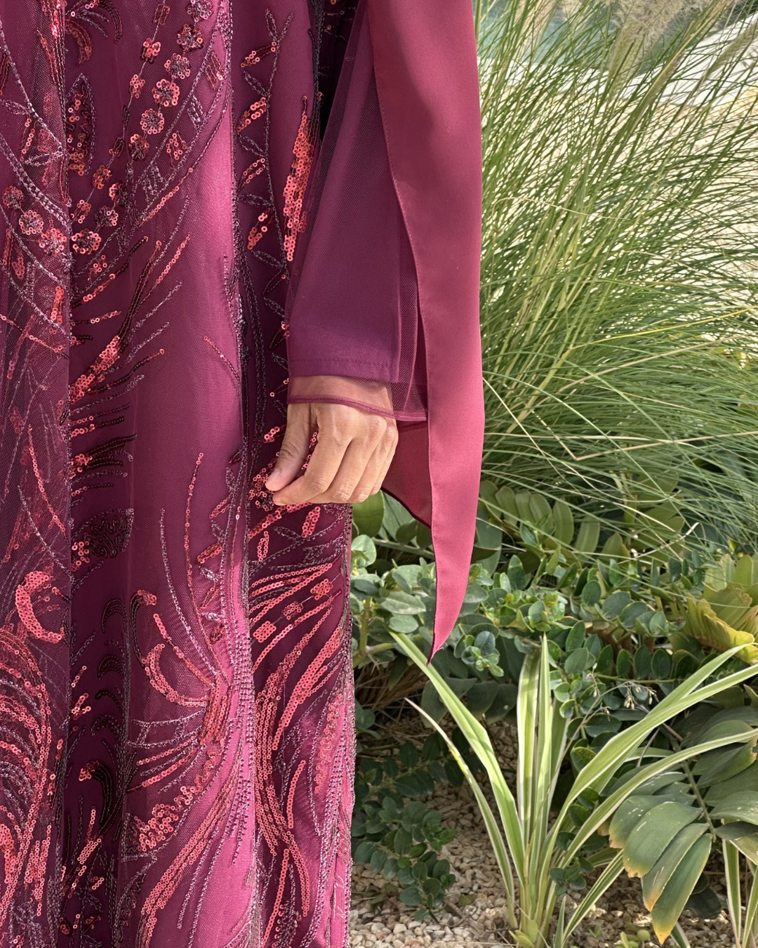 Plum Embellished Overcoat