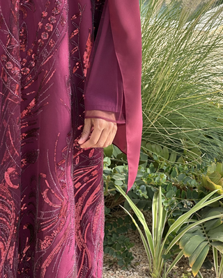 Plum Embellished Overcoat