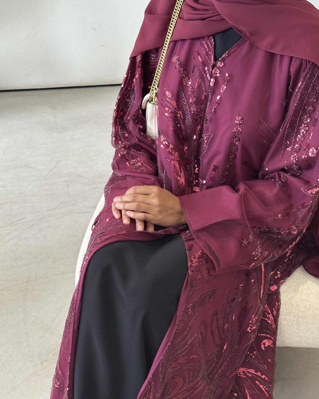 Plum Embellished Overcoat