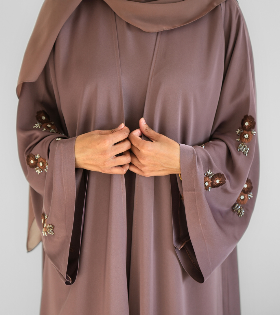 Brown Embellished Abaya