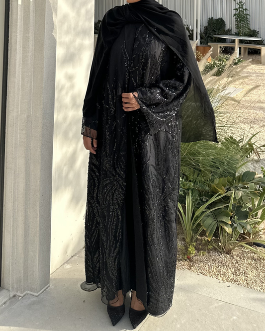 Black Embellished Overcoat #3