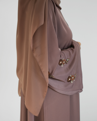 Sleeve Work Abaya - Mauve