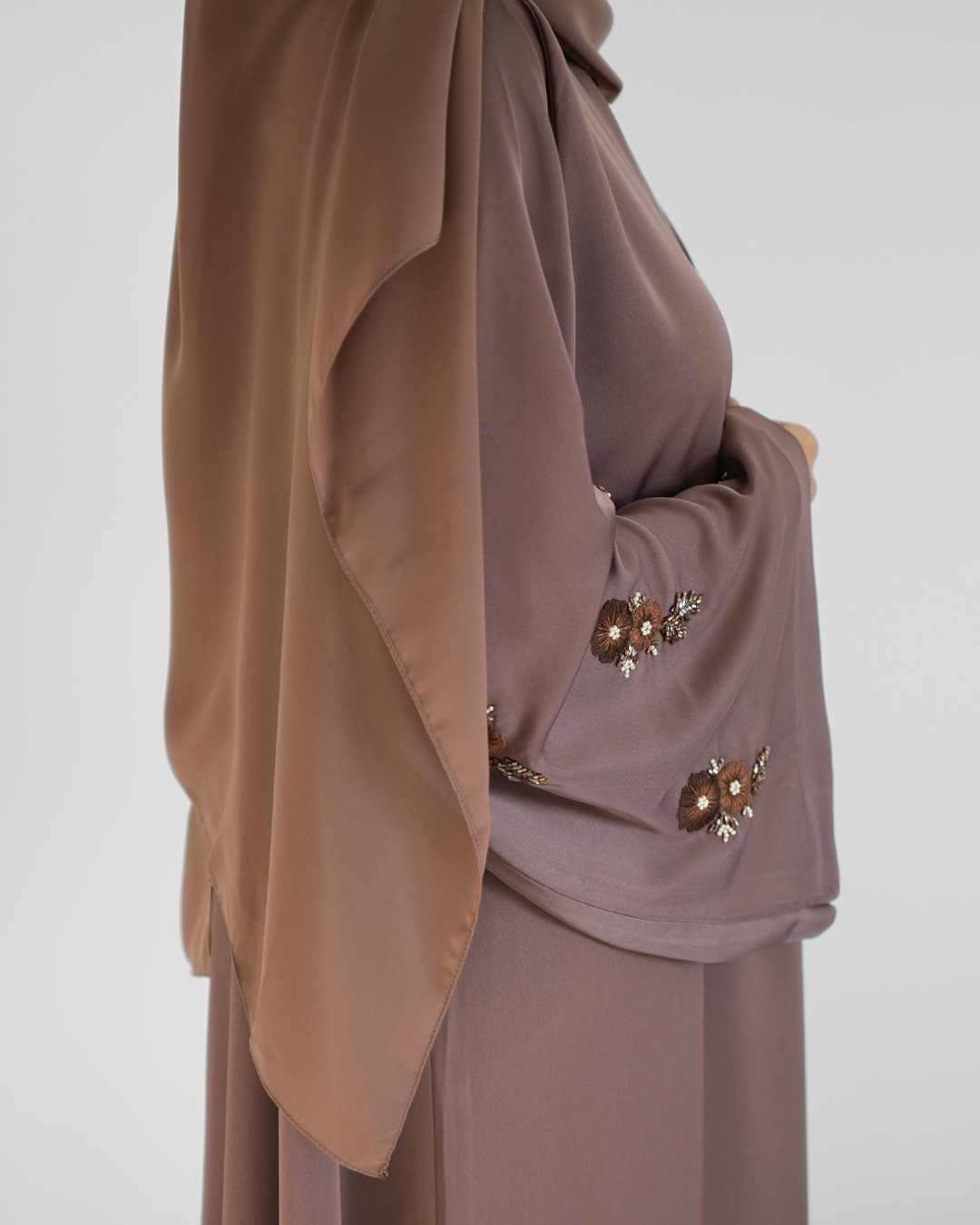 Sleeve Work Abaya - Mauve