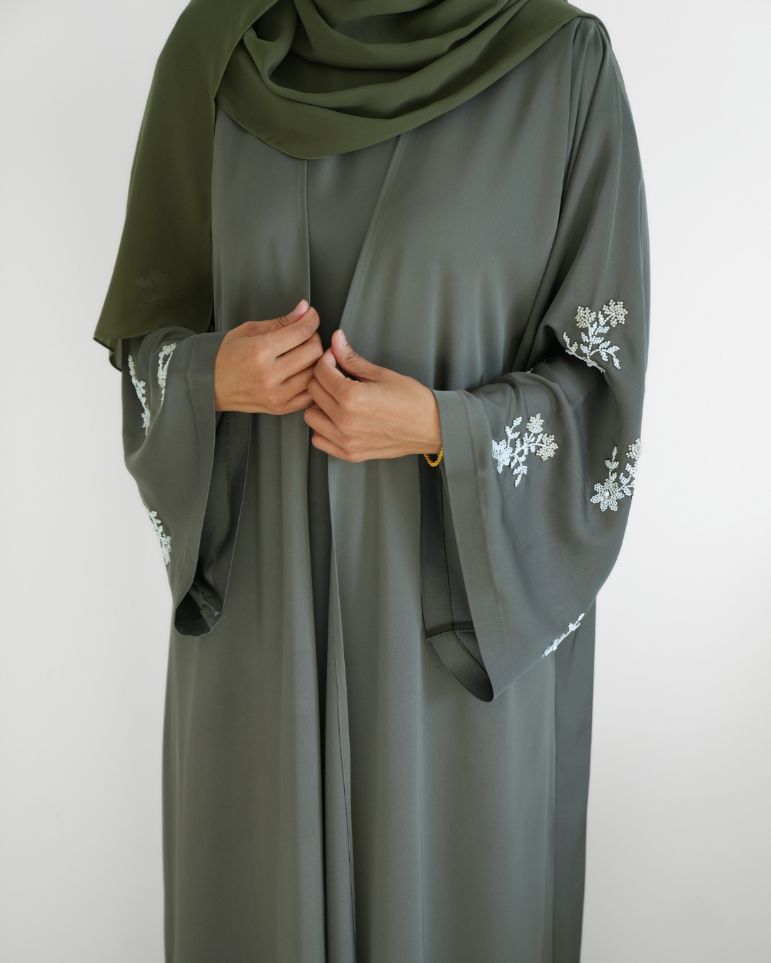 Sleeve Work Abaya - Olive