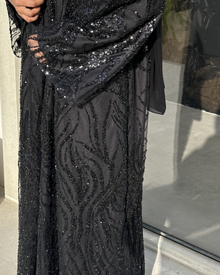 Black Embellished Overcoat