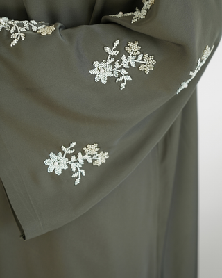 Sleeve Work Abaya - Olive