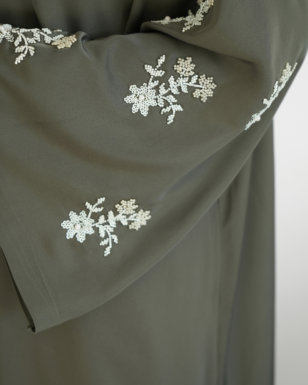 Sleeve Work Abaya - Olive
