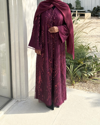 Plum Embellished Overcoat
