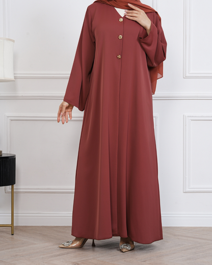 Terracotta Button Abaya