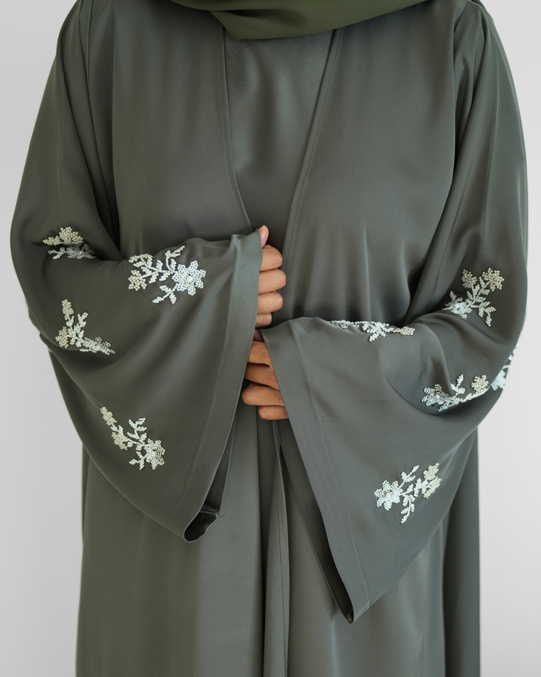 Sleeve Work Abaya - Olive