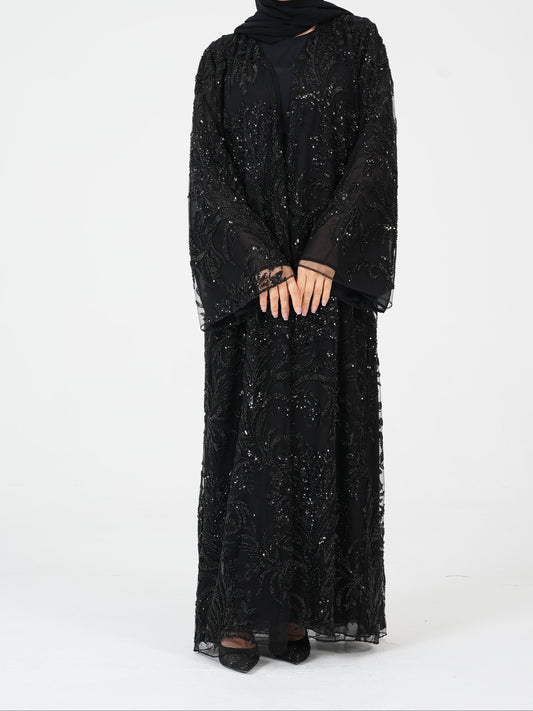 Black Embellished Overcoat