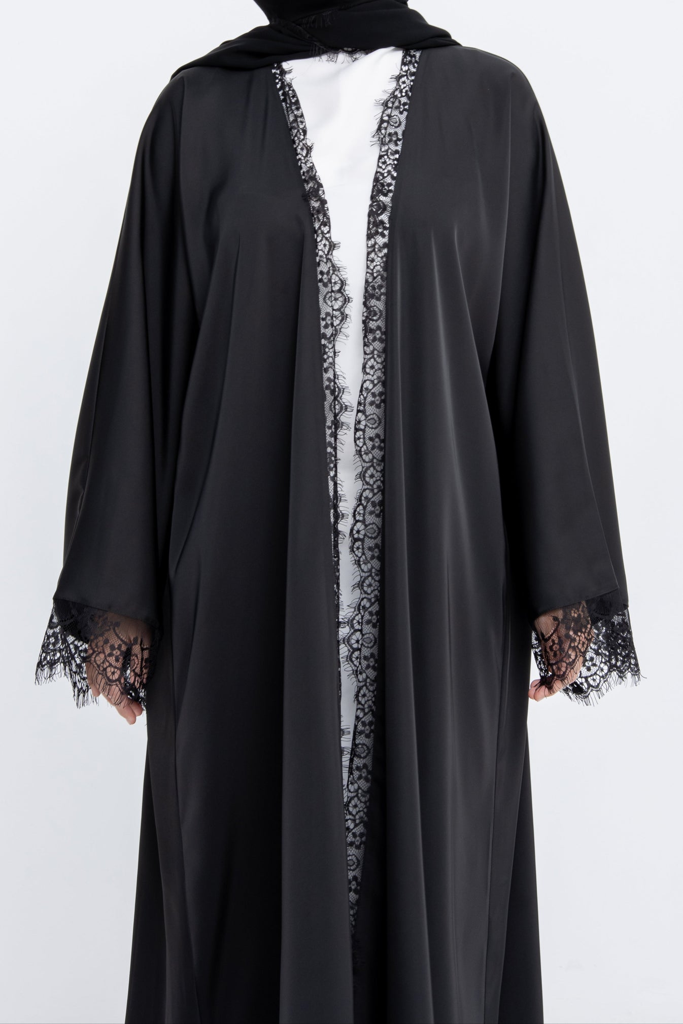 Layali Abaya – Black with Brown Trim